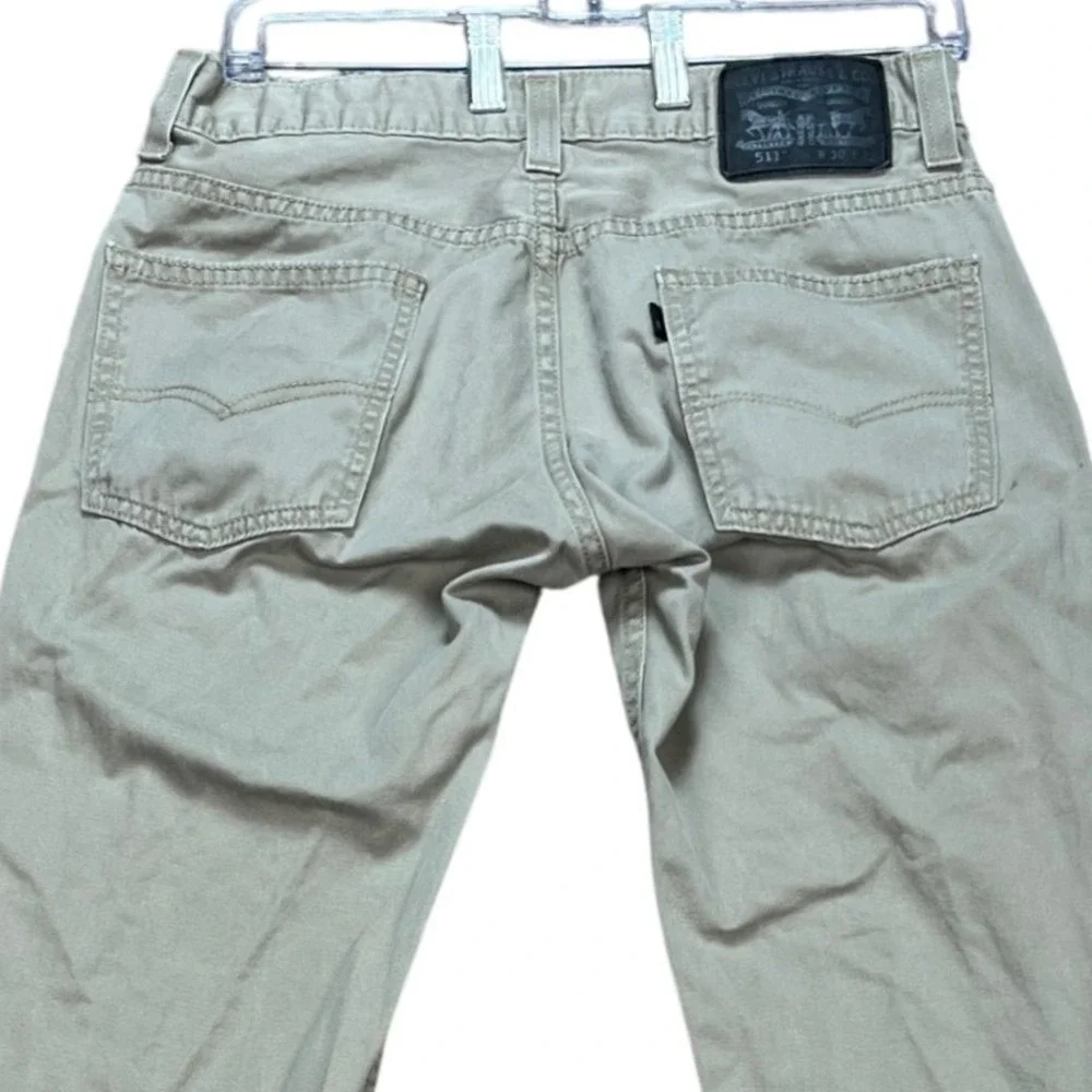Levis 511 Pants Mens 30x32 Khaki Tan Flat Front 5 Pocket Slim Fit Twill Chino